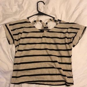 Striped Short Sleeve Crop Top